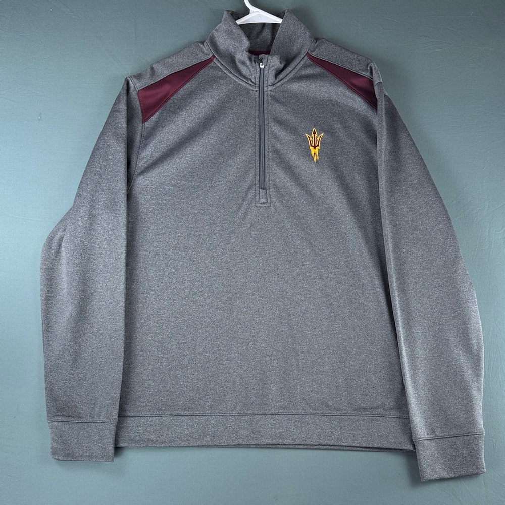 Arizona State University Gray Quarter-Zip Pullover with logo